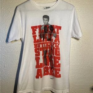 White Graphic T-Shirt with Red Text